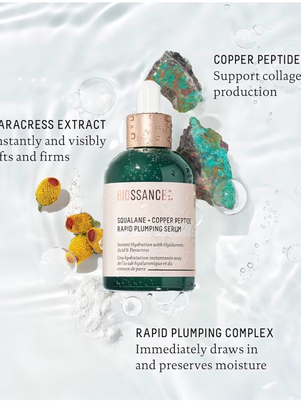 BIOSSANCE Squalane+ Copper Peptide Rapid Plumping Serum — 1.69 Fl Oz. - Picture 2 of 8